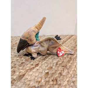 TY Beanie Babies 2000 Swoop The Pterodactyl Stuffed Push Animal W/ Tags Vintage